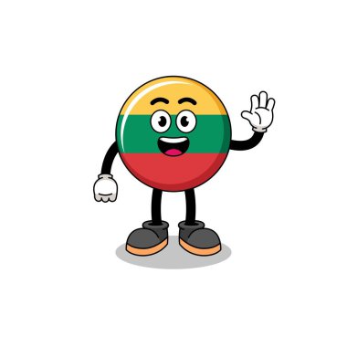 lithuania flag cartoon doing wave hand gesture , character design