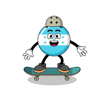 honduras flag mascot playing a skateboard , character design