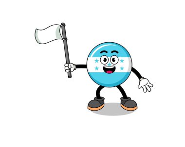 Cartoon Illustration of honduras flag holding a white flag , character design
