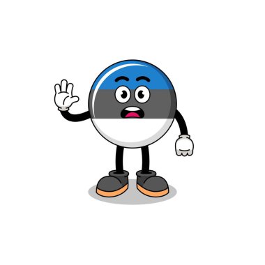 estonia flag cartoon illustration doing stop hand , character design