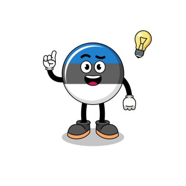 estonia flag cartoon with get an idea pose , character design
