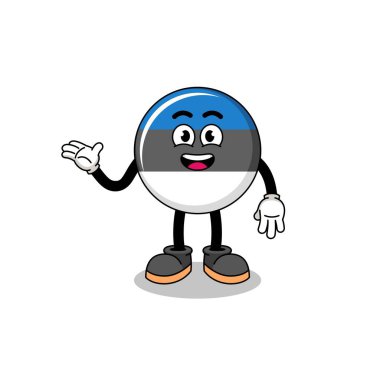estonia flag cartoon with welcome pose , character design