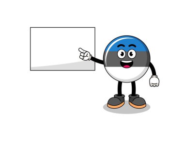 estonia flag illustration doing a presentation , character design