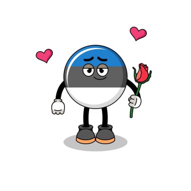 estonia flag mascot falling in love , character design