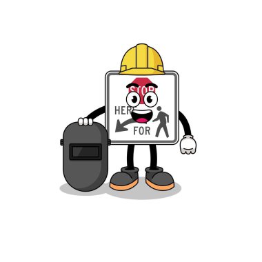 Yayalar için kaynak yapan, karakter tasarımı yapan bir maskot.