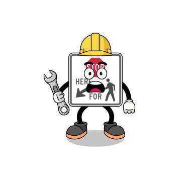 404 hatası olan yayalar için burada durma illüstrasyonu, karakter tasarımı