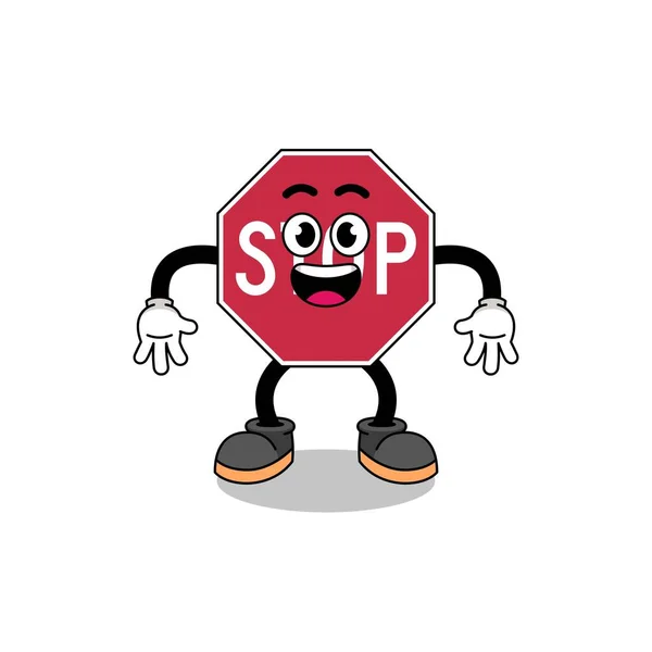 Stop Road Signo Dibujos Animados Con Gesto Sorprendido Diseño Personajes — Vector de stock