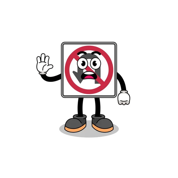 Keine Kehrtwende Verkehrszeichen Cartoon Illustration Tun Stop Hand Charakter Design — Stockvektor