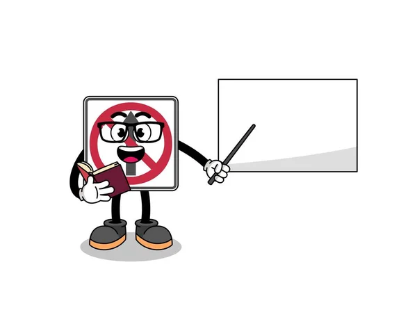 Mascot Cartoon Thru Movement Road Sign Teacher Character Design — Stock Vector