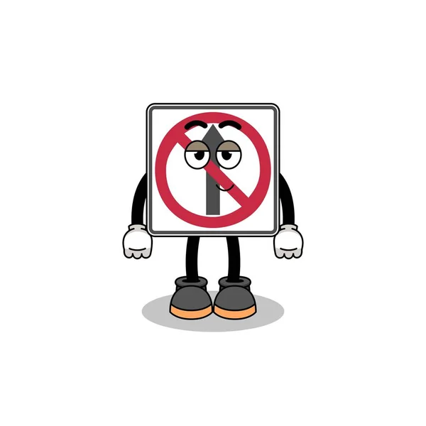 Keine Durchfahrt Verkehrszeichen Cartoon Paar Mit Schüchterner Pose Charakter Design — Stockvektor