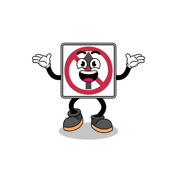 Keine Durchfahrt Verkehrszeichen Cartoon Suche Mit Glücklicher Geste Charakter Design — Stockvektor