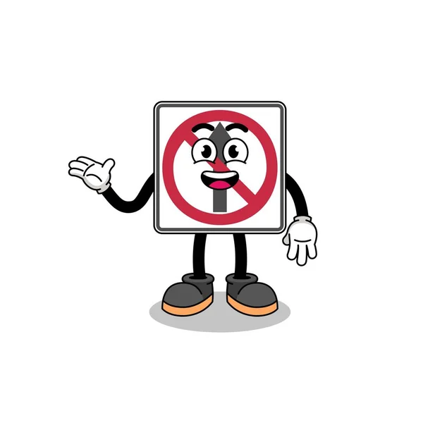 Keine Bewegung Verkehrszeichen Cartoon Mit Willkommenspose Charakter Design — Stockvektor