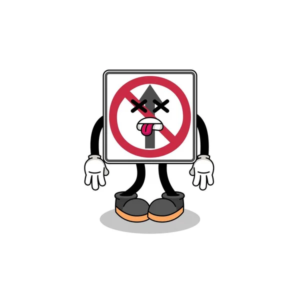 Thru Movement Road Sign Mascot Illustration Dead Character Design — Stock Vector