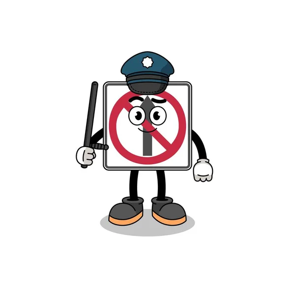 漫画ノースルー運動道路標識警察のイラスト キャラクターデザイン — ストックベクタ