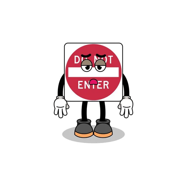 Enter Road Sign Cartoon Fatigue Gesture Character Design — Stock Vector
