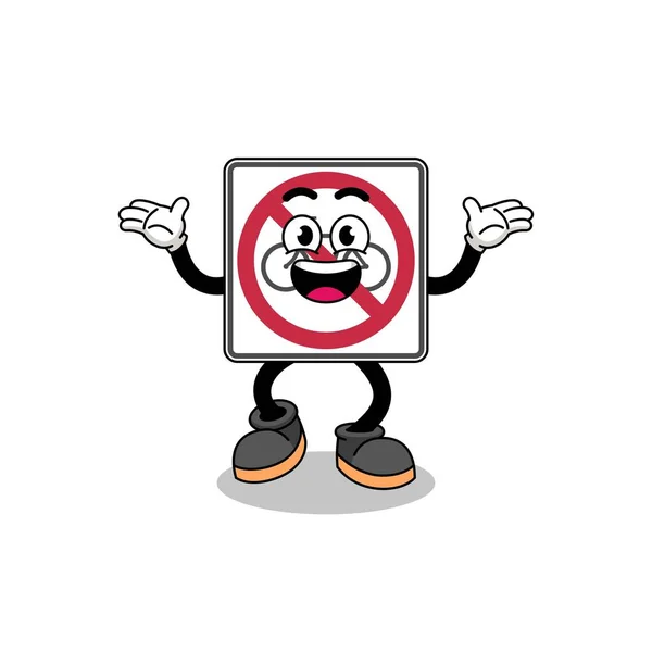 Keine Fahrräder Verkehrszeichen Cartoon Suche Mit Glücklicher Geste Charakter Design — Stockvektor