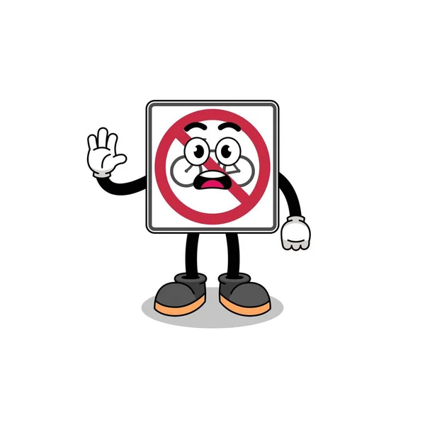 Keine Fahrräder Verkehrszeichen Cartoon Illustration Tun Stop Hand Charakter Design — Stockvektor