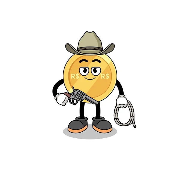 Character Mascot Brazilian Real Cowboy Character Design — Stock Vector