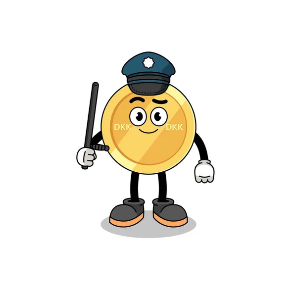 Γελοιογραφία Εικονογράφηση Της Danish Krone Αστυνομία Σχεδιασμός Χαρακτήρα — Διανυσματικό Αρχείο