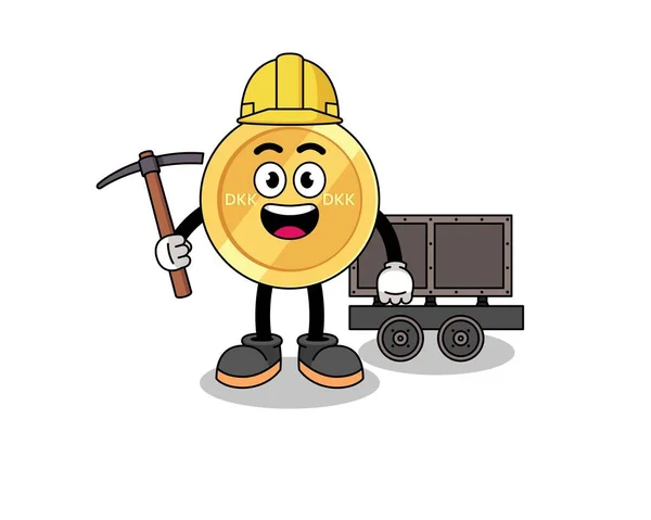 Mascot Illustration Danish Krone Miner Character Design — 스톡 벡터