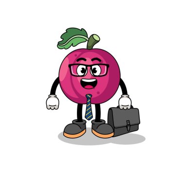 İş adamı olarak Erik meyvesi maskotu, karakter tasarımı.