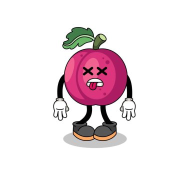 Erikli meyve maskotu illüstrasyonu öldü, karakter tasarımı