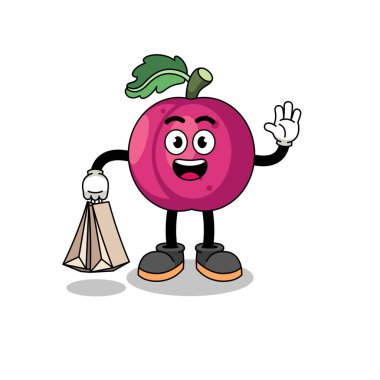 Erikli meyve alışverişi çizgi filmi, karakter tasarımı.