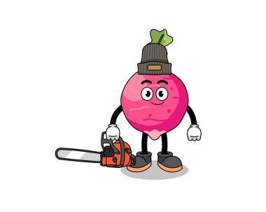 Bir oduncu olarak turp çizimi, karakter tasarımı