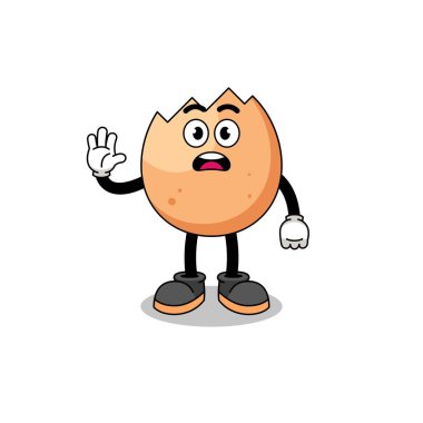 Kırık yumurta karikatürü çizimi Stop hand, karakter tasarımı