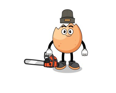 Çatlamış yumurta çizim karikatürü, bir oduncu, karakter tasarımı