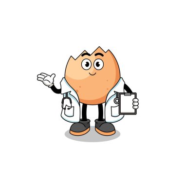 Çatlak yumurta doktorunun çizgi film maskotu, karakter tasarımı.