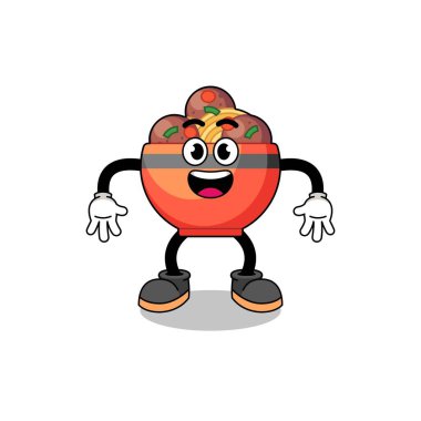 Şaşırtıcı bir jest ve karakter tasarımı içeren köfte kasesi çizgi filmi.