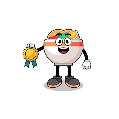 Şehriye kâsesi karikatür çizimi tatmin edici madalya garantisi, karakter tasarımı