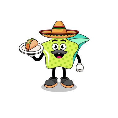 Meksikalı bir şef olarak kayan yıldız karakteri, karakter tasarımı.