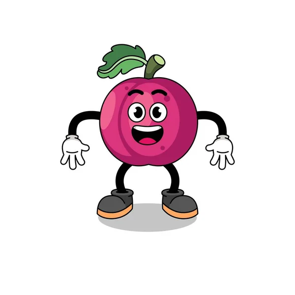 驚くべきジェスチャーで梅の果物の漫画 キャラクターデザイン — ストックベクタ