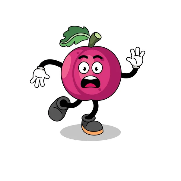 Slipping Plum Fruit Mascot Illustration Character Design — Stock Vector