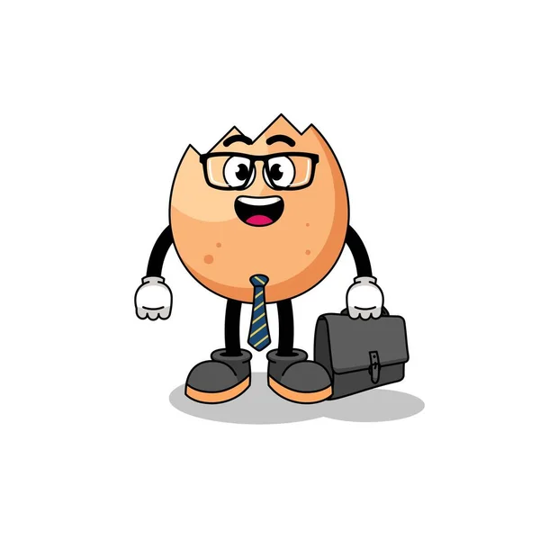 Mascota Huevo Agrietado Como Hombre Negocios Diseño Personajes — Vector de stock