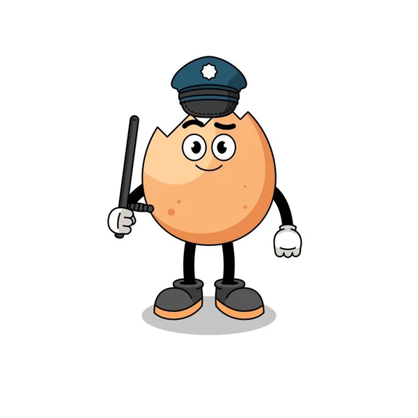 Cartoon Illustration Von Geknackten Eiern Polizei Charakter Design — Stockvektor