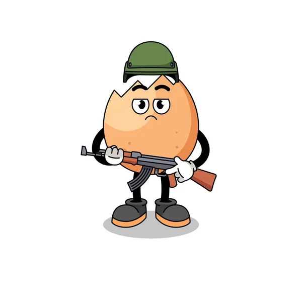 Γελοιογραφία Του Ραγισμένο Στρατιώτη Αυγό Σχεδιασμό Του Χαρακτήρα — Διανυσματικό Αρχείο
