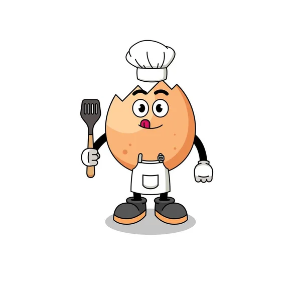 Mascotte Illustration Chef Oeuf Craqué Character Design — Image vectorielle
