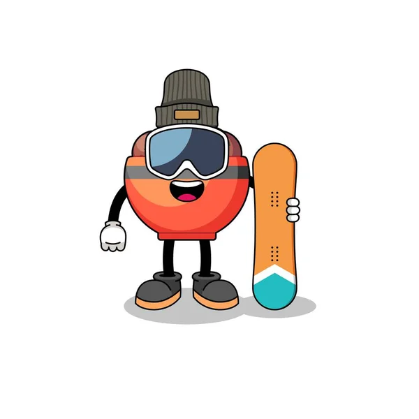 Köfte Kasesi Karikatürü Snowboard Oyuncusu Karakter Tasarımı — Stok Vektör