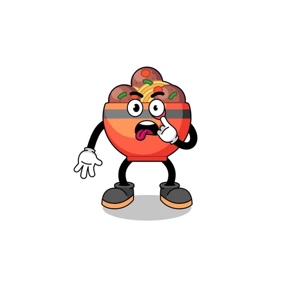 キャラクター舌付きミートボール丼のイラスト キャラクターデザイン — ストックベクタ