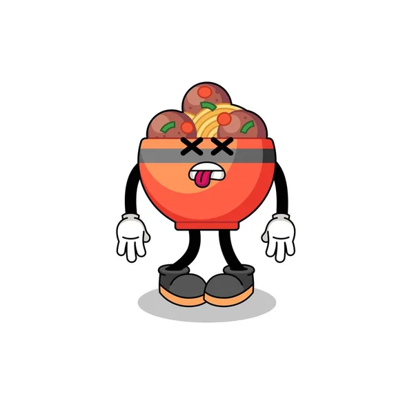 Illustration Mascotte Bol Boulette Viande Est Mort Character Design — Image vectorielle