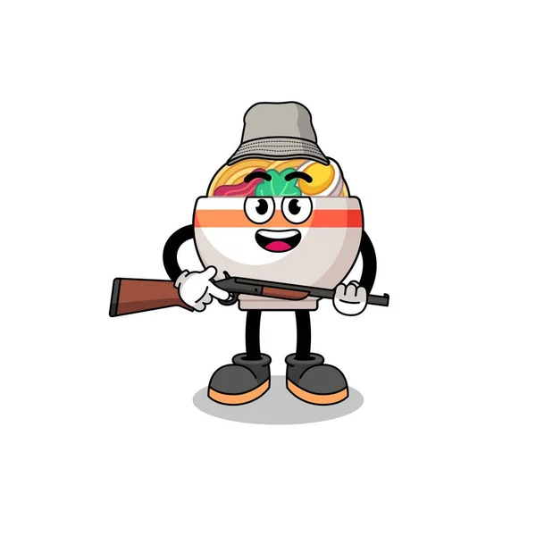 Cartoon Illustration Nudle Bowl Hunter Character Design — Stockový vektor