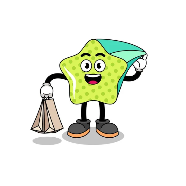 Cartoon Shooting Star Shopping Character Design — Stock Vector