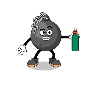 Yıkım topu çizimi karikatürü sivrisinek kovucu, karakter tasarımı