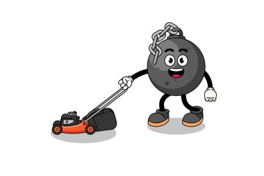 Yıkım güllesi çizimi çim biçme makinesi, karakter tasarımı