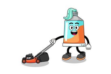 Diş macunu çizimi çizimi çim biçme makinesi, karakter tasarımı