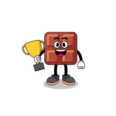 Çizgi film maskotu çikolata elinde bir kupa, karakter tasarımı