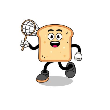 Bir kelebek yakalayan ekmek karikatürü, karakter tasarımı